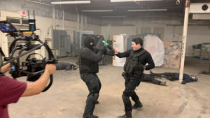 Taser Baton fight with Johnny and stunt performer Hector